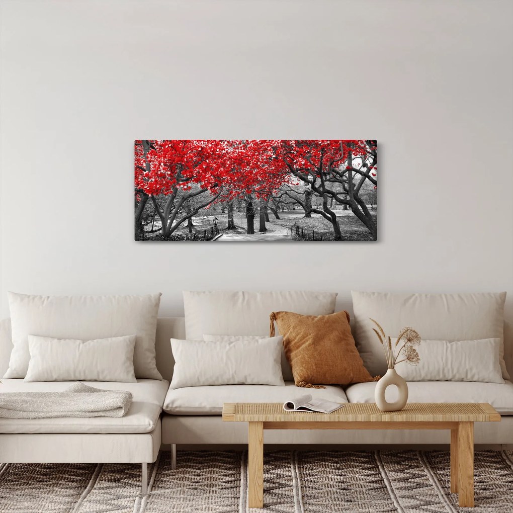 Kép - vörös fák,Central Park, New York (120x50 cm)