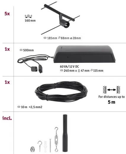 Paulmann 94446 - 5x GU5,3/10W SALT spotlámpa, 230V, fekete