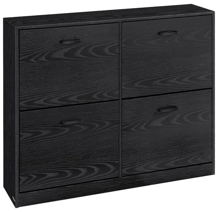 Cipősszekrény 4 lehajtható rekesszel 24 x 105,5 x 83 cm, fekete