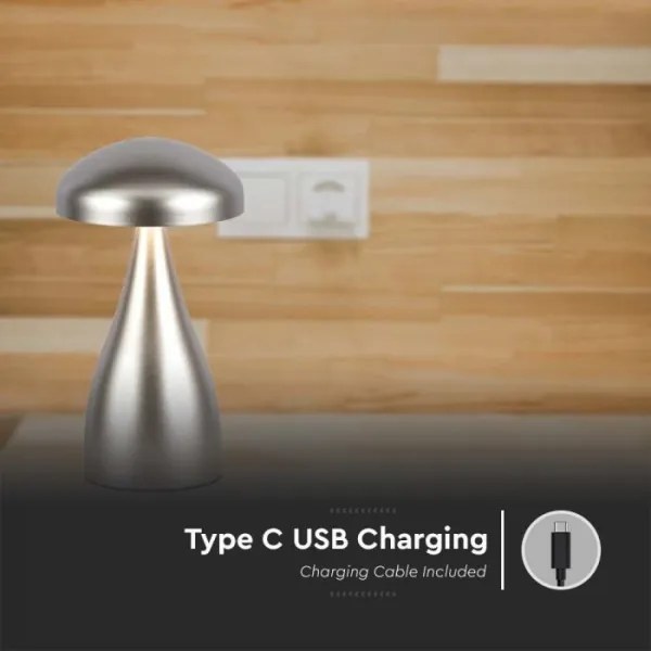 LED Dimmelhető Asztali lámpa tölthető LED/1W/5V 3000-6000K 1800 mAh ezüst