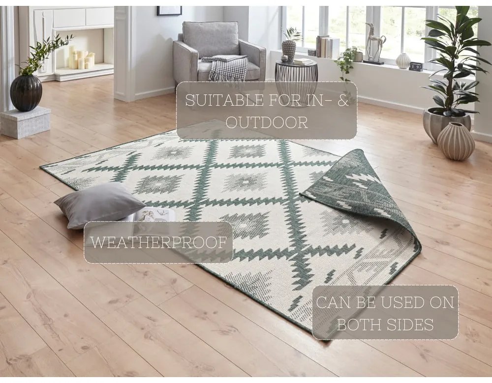 Malibu zöld-krémszínű kültéri szőnyeg, 230 x 160 cm - NORTHRUGS