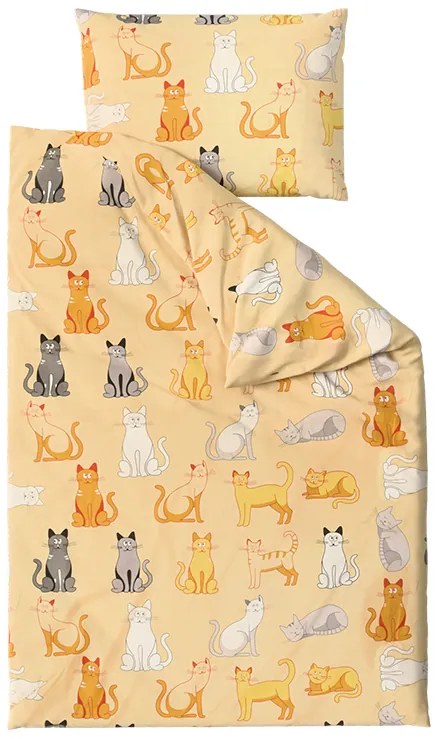 Pamut ágynemű CHROMA CATS krémszínű Ágyneműhuzat mérete: 70 x 90 cm | 140 x 200 cm
