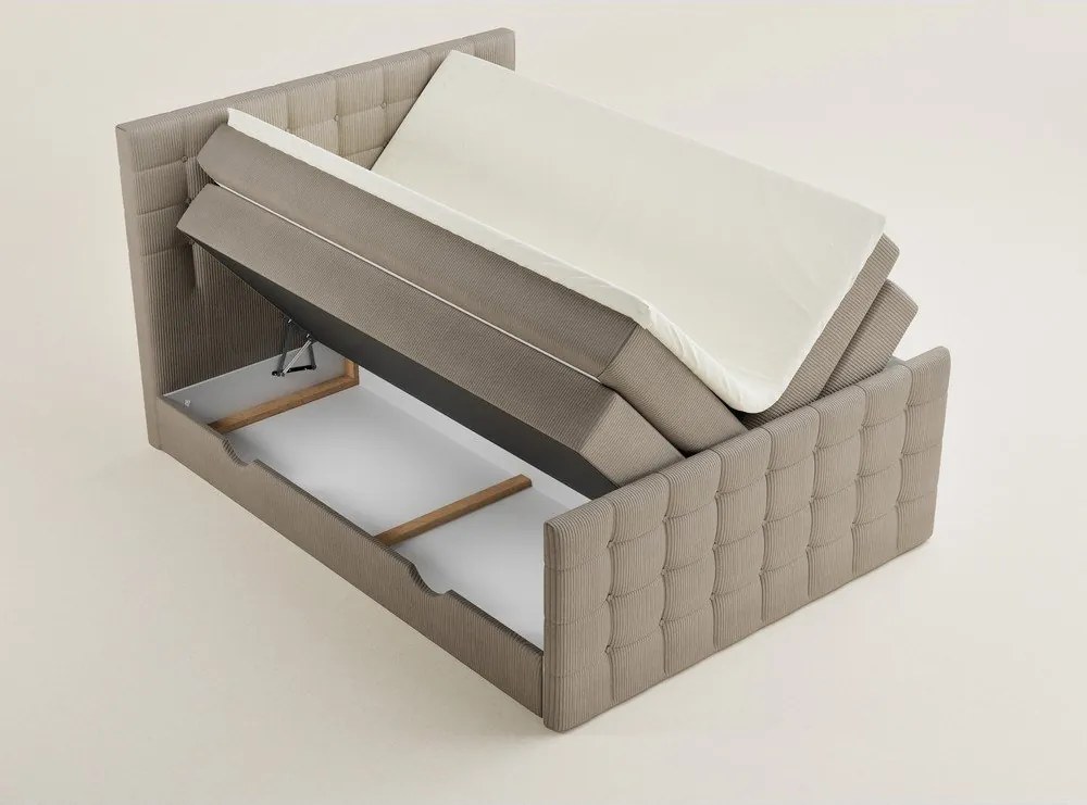 Bézs ágyneműtartós boxspring ágy 200x200 cm Tasca – Maison de Rêve