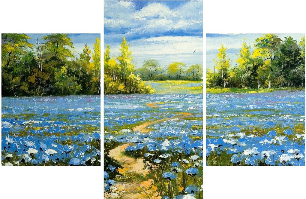 Kép - ösvény a mezőn, olajfestmény (90x60 cm)