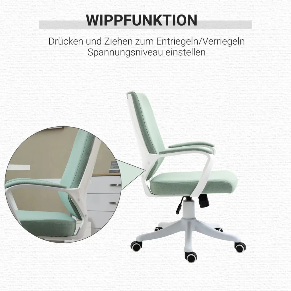 Vinsetto irodai szék, hintafunkcióval, vastagon párnázott, ergonomikus, zöld
