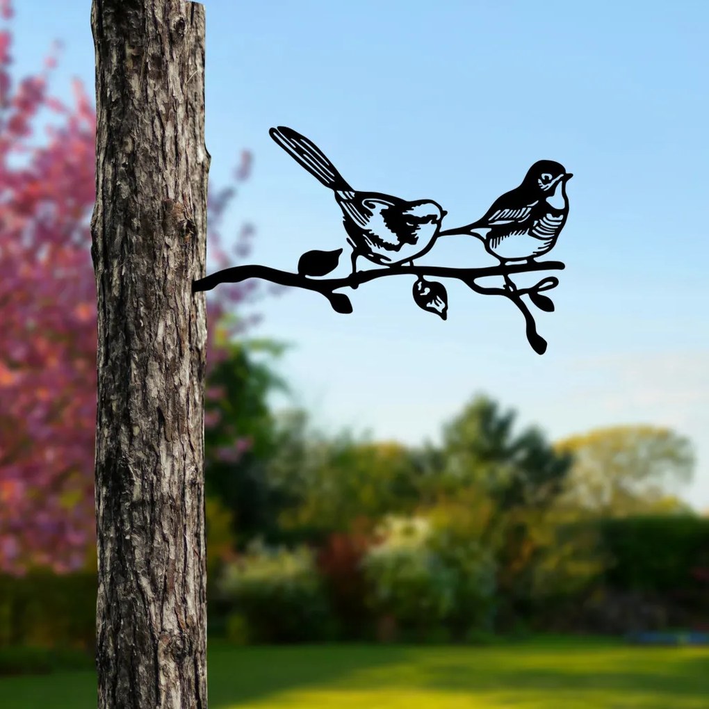 Bird fém kerti dísztárgy, fekete, 50×26 cm