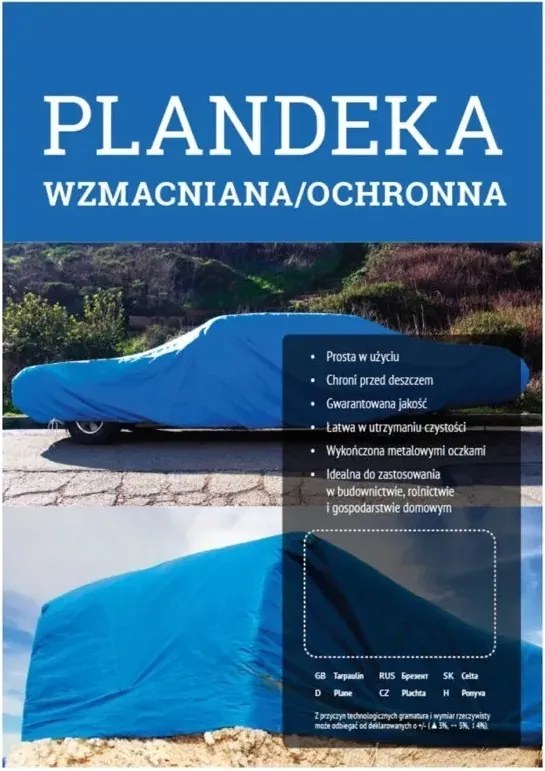 Erősített védőponyva – vízálló, fűzőlyukakkal, kék 2x3m