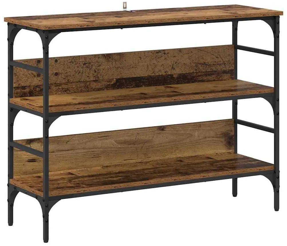 Konzolasztal polcokkal Régi fa 100 x 32 x 75 cm Faanyag