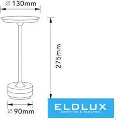 UNIVERSO Tölthető asztali lámpa DC:5V 2000mAh 3w 130lm CCT D130x275mm IP20 Óarany