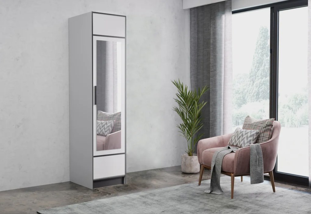 NORY ruhásszekrény, 53,2x205x39, arany tölgy kraft/fekete