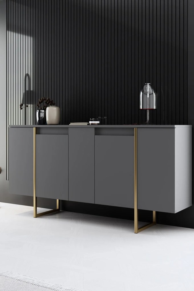 Konzolasztal Luxe - Anthracite, Gold