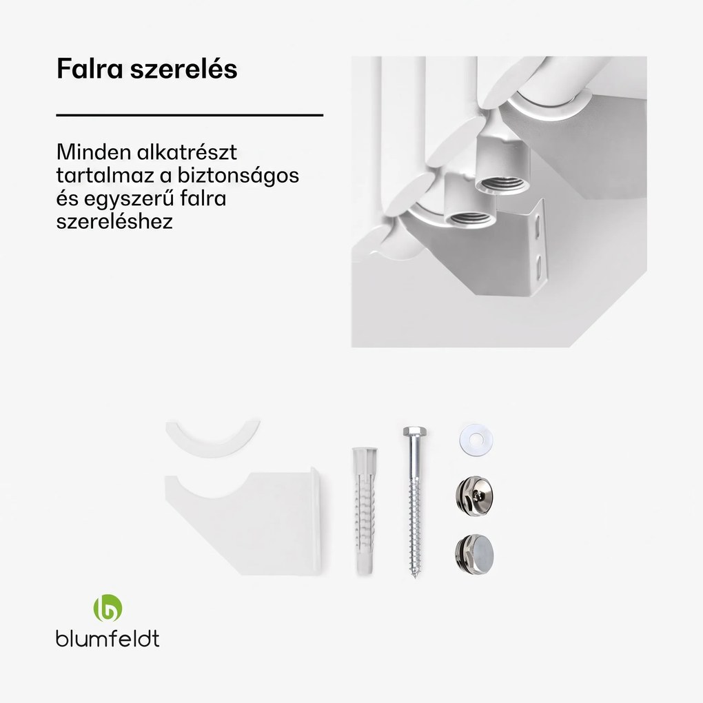 Blumfeldt Tallheo, 41 x 180, radiátor, fürdőszoba radiátor, csőradiátor, 1435 W, melegvizes, 1/2