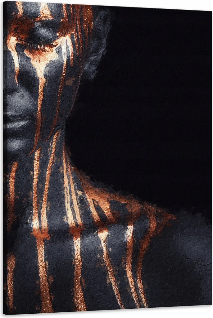 Vászonkép Fekete Nő Barna Csíkos Művészet 60x90 cm