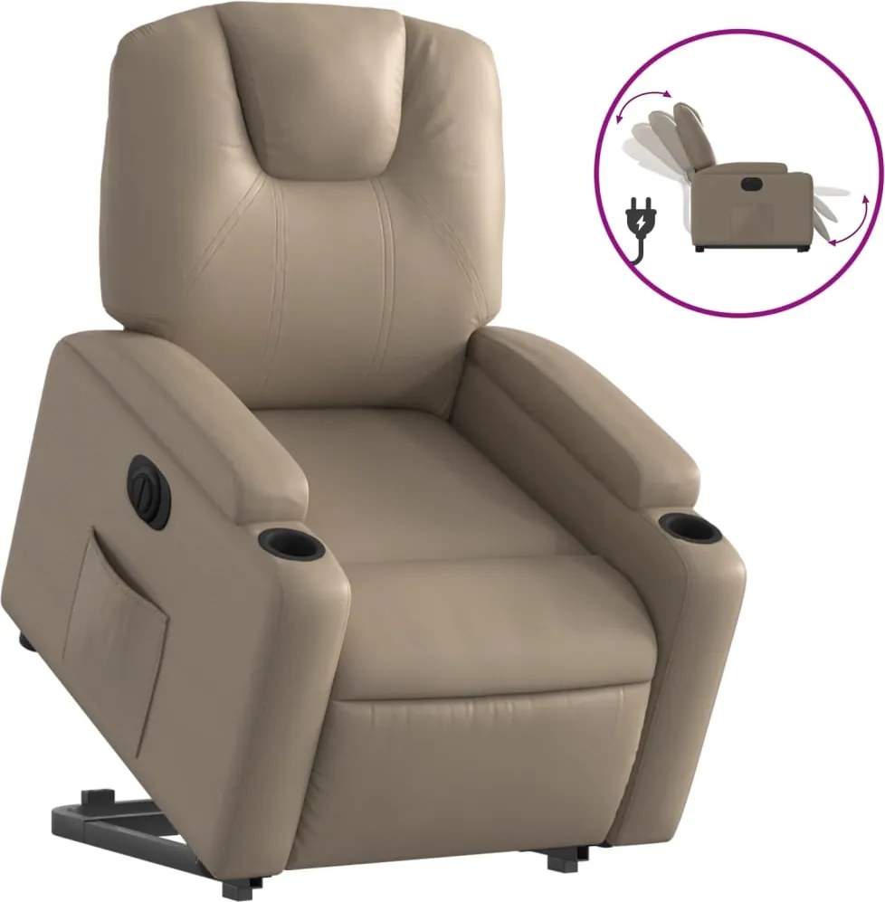vidaXL elektromos cappuccino műbőr felállást segítő dönthető fotel
