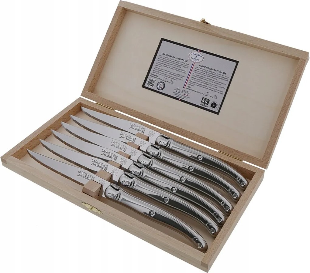 Laguiole kések fa dobozban rozsdamentes acél L'elysee Jean Dubost