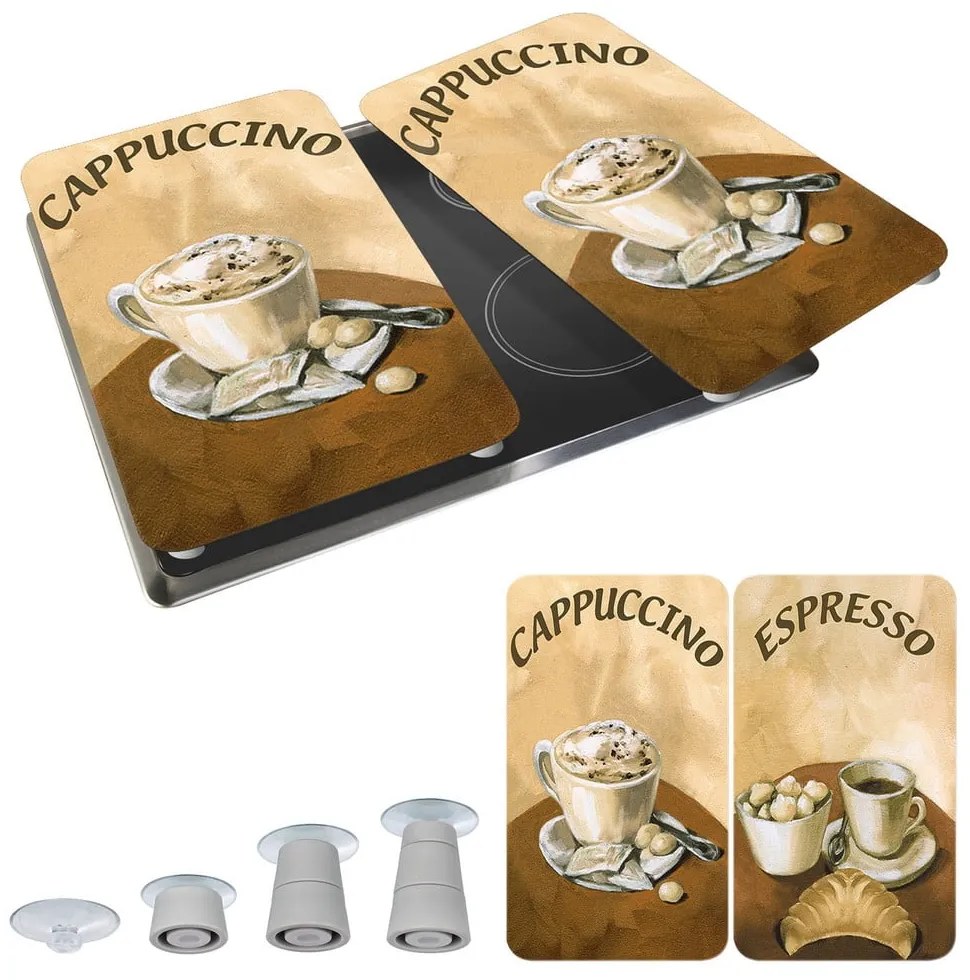 Edzett üveg tűzhely fedőlap szett 2 db-os 30x52 cm Coffee – Wenko