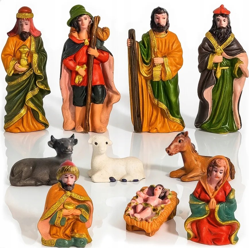 Betlehem Figurák 10 db-os Szett Jézus Mária Karácsonyi Betlehem