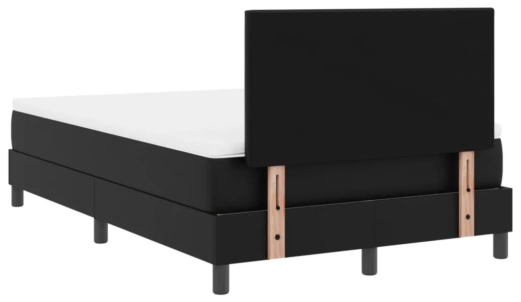 Boxspring Ágy Matrac Készlettel - Fekete, Kis Dupla, Műbőr