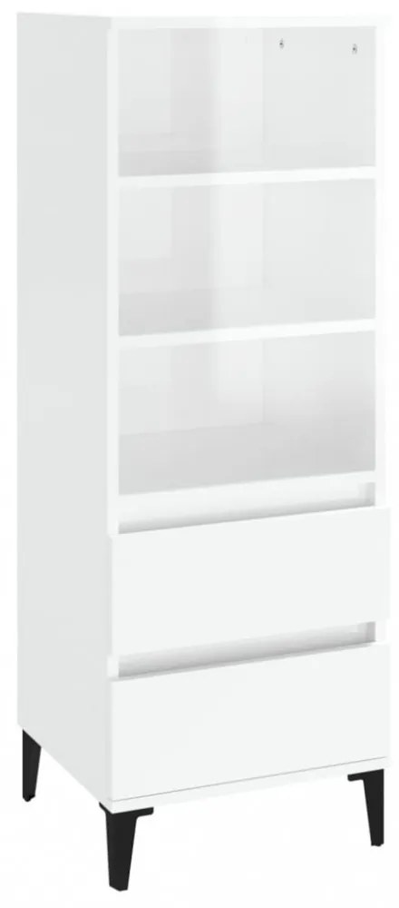 magasfényű fehér szerelt fa magasszekrény 40 x 36 x 110 cm