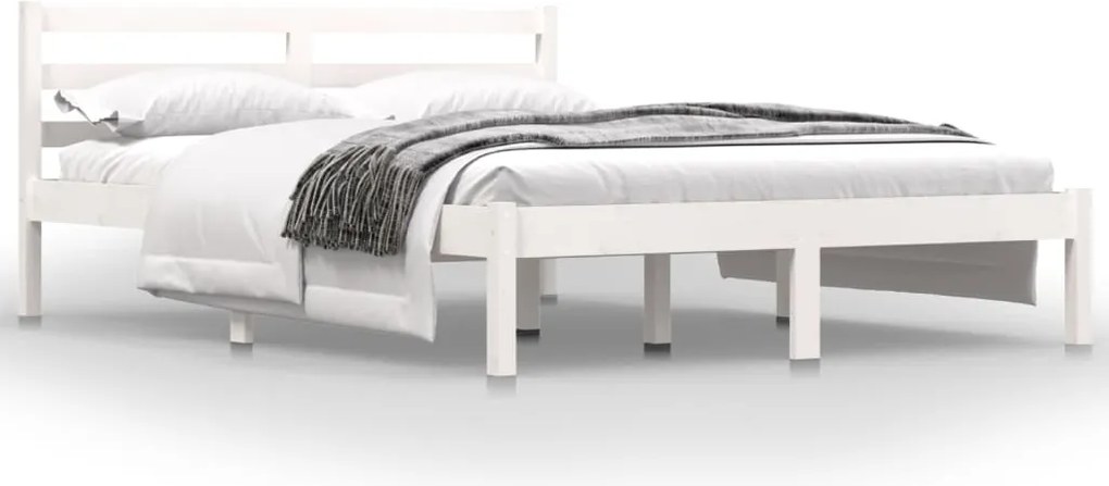 vidaXL fehér tömör fenyőfa ágykeret 135 x 190 cm (Double)