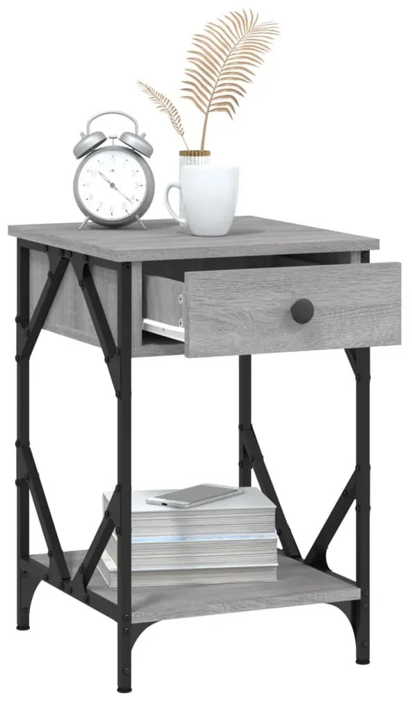 2 db szürke sonoma színű szerelt fa éjjeliszekrény 40x42x60 cm