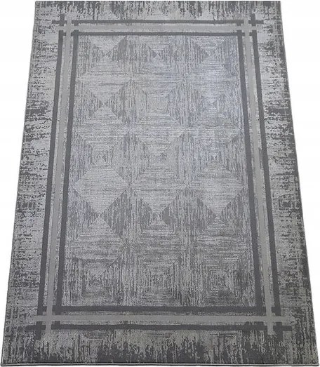 Szőnyeg 200x290 Klasszikus Nappaliba Szürke Kétszintes Geometrikus