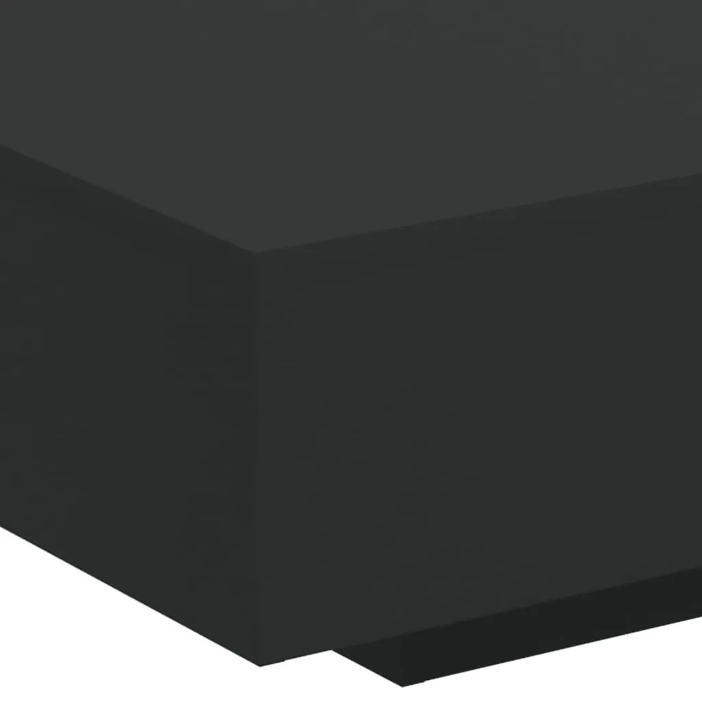 fekete dohányzóasztal LED-lámpákkal 85 x 55 x 31 cm
