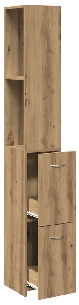 kézműves tölgy színű szerelt fa fürdőszobaszekrény 25x25x170 cm