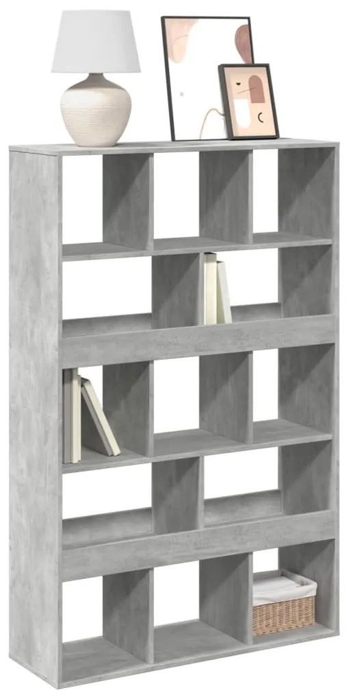 betonszürke szerelt fa könyvespolc 100 x 33 x 156,5 cm