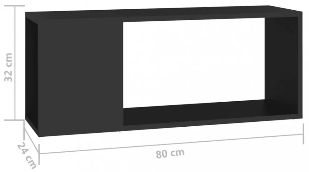 fekete szerelt fa TV-szekrény 80 x 24 x 32 cm