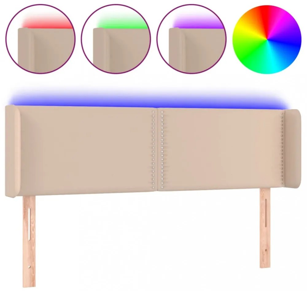 cappuccino színű műbőr LED-es fejtámla 147x16x78/88 cm