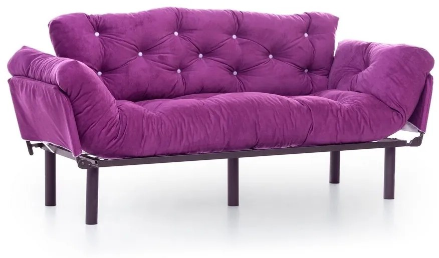 Kanapéágy Nitta Triple, Futon, 3 ülőhely, 225x70 cm, fém, lila