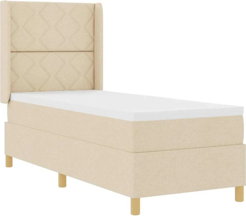vidaXL Boxrugós ágy matracmal fejtámlával Krém 140 x 200 cm szövet
