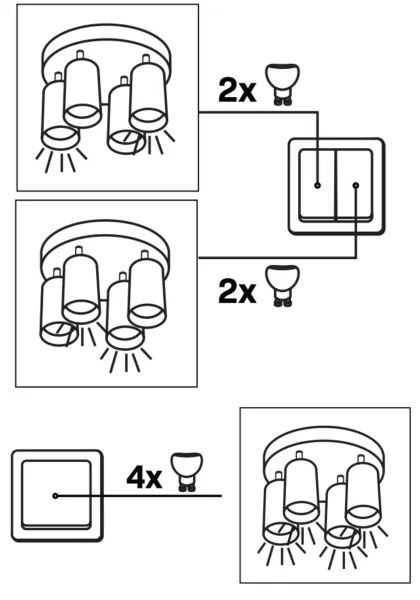 Spotlámpa BAMBOO 4xGU10/10W/230V fekete