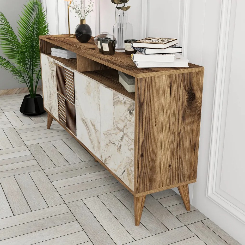 Milan 160 - Walnut, White Marble