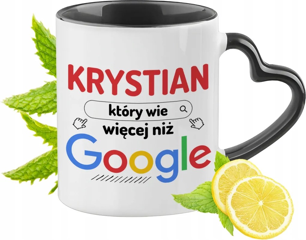 Krisztiánnak Fekete Bögre Szív Alakú Füllel Ajándék