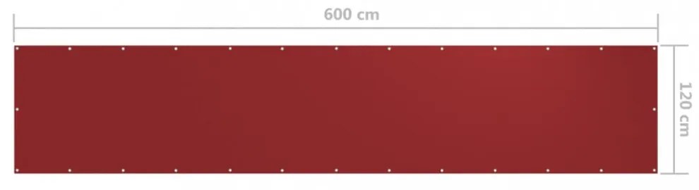 piros oxford-szövet erkélyparaván 120 x 600 cm