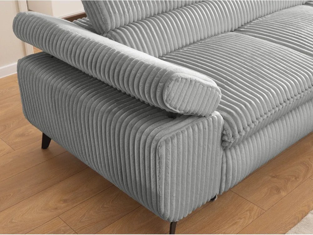 Világosszürke kordbársony sarokkanapé (jobb oldali-L alakú) Marbeya – Ropez