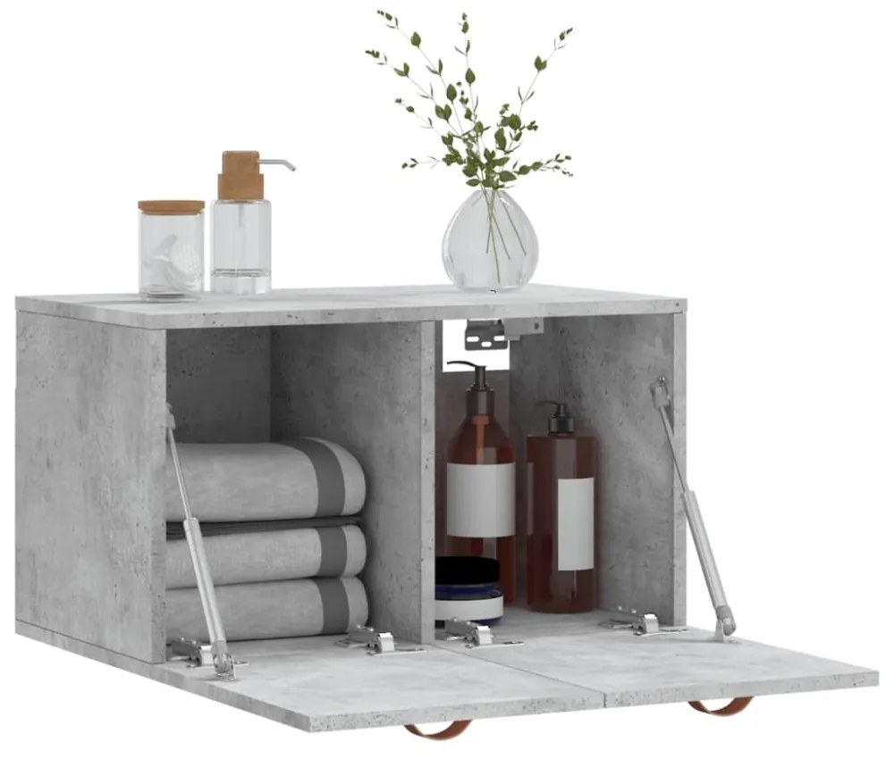 betonszürke szerelt fa faliszekrény 60 x 36,5 x 35 cm