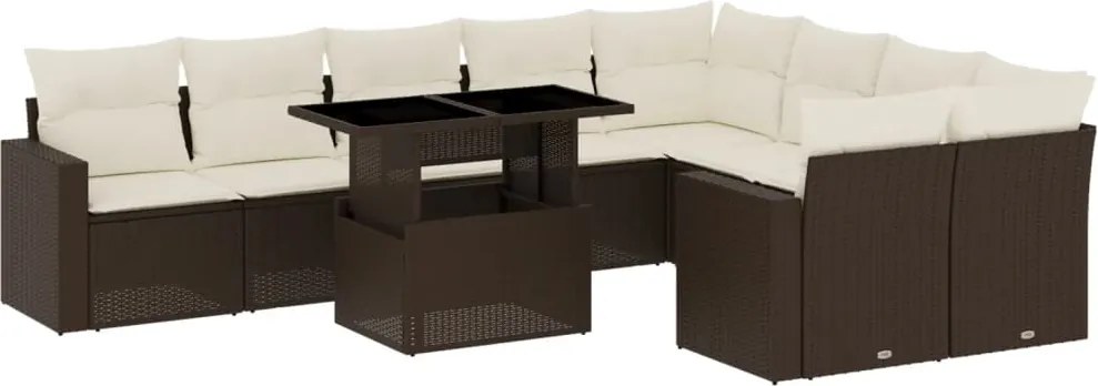 vidaXL 10 részes barna polyrattan kerti ülőgarnitúra párnákkal
