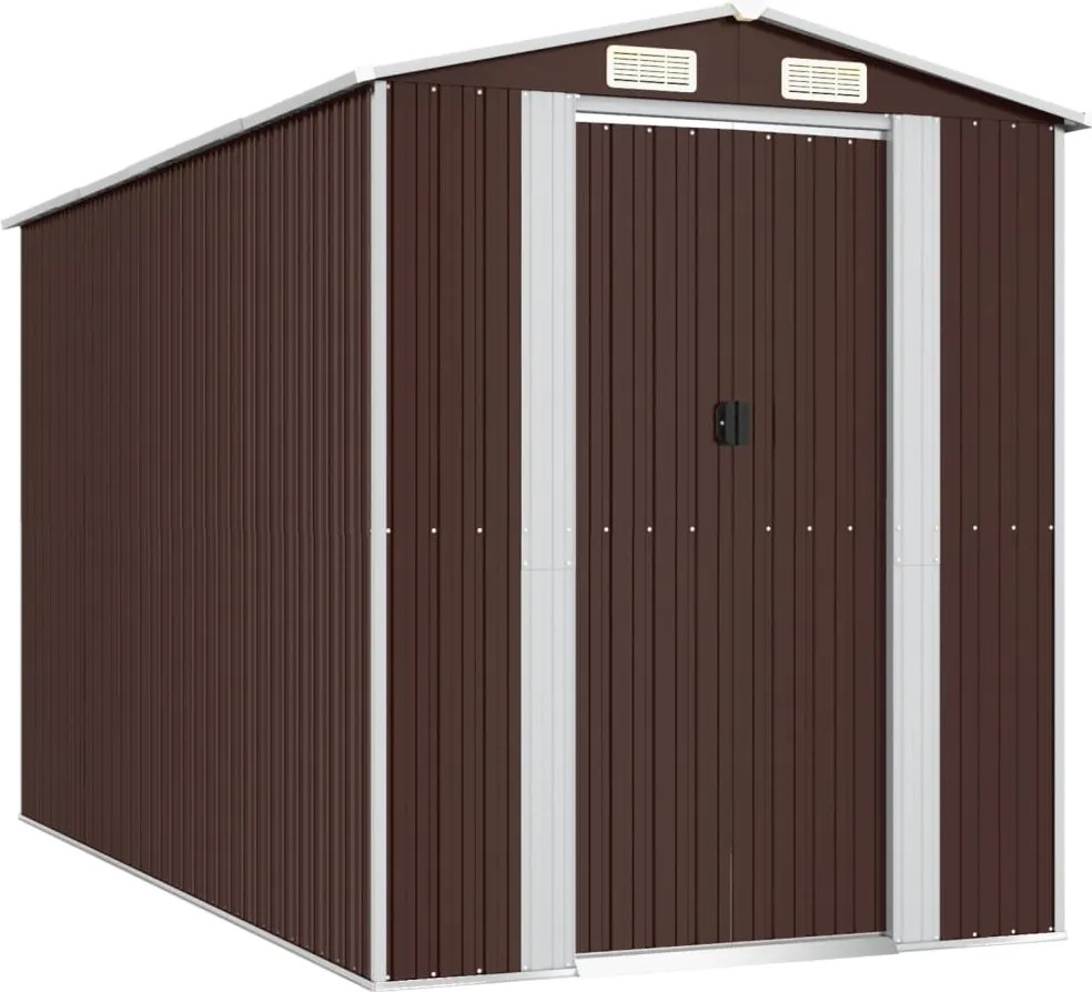 vidaXL sötétbarna horganyzott acél kerti fészer 192 x 357 x 223 cm