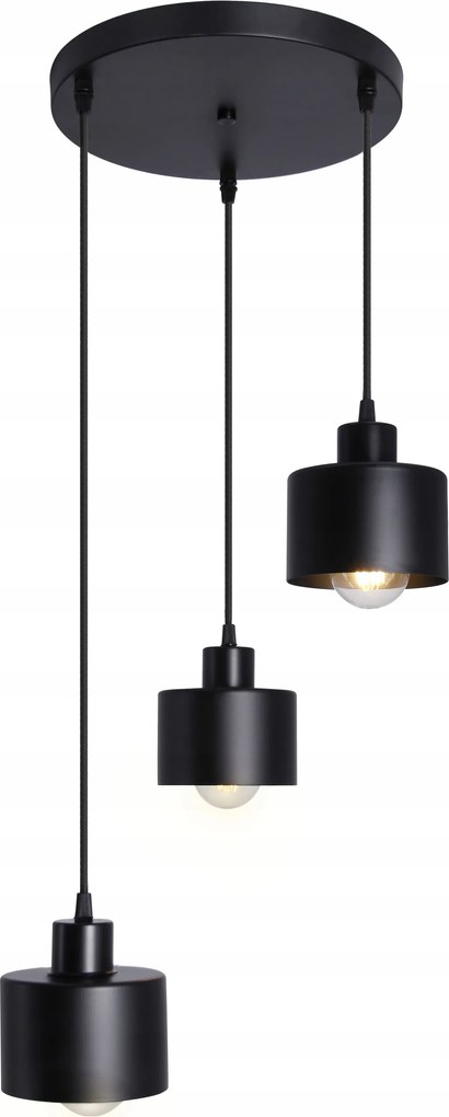 Mennyezeti Lámpa Függeszték Csillár Bögre Fekete 3XE27