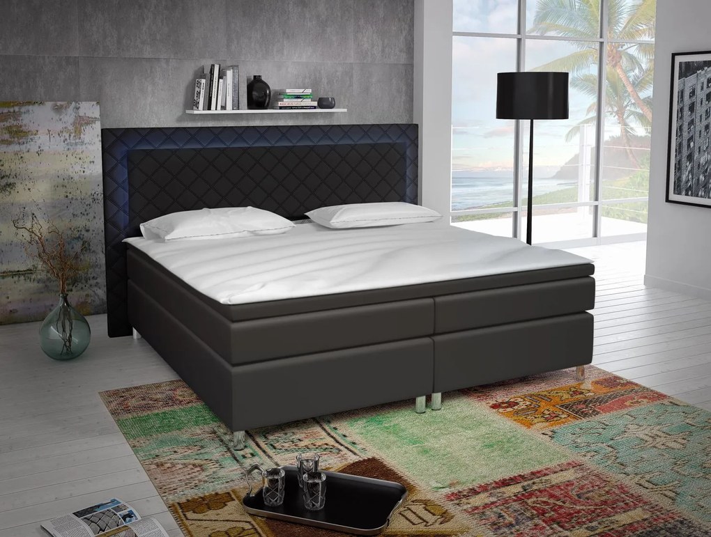 Boxspring Franciaágy 180 cm Piper (fekete) (matracokkal). 611047