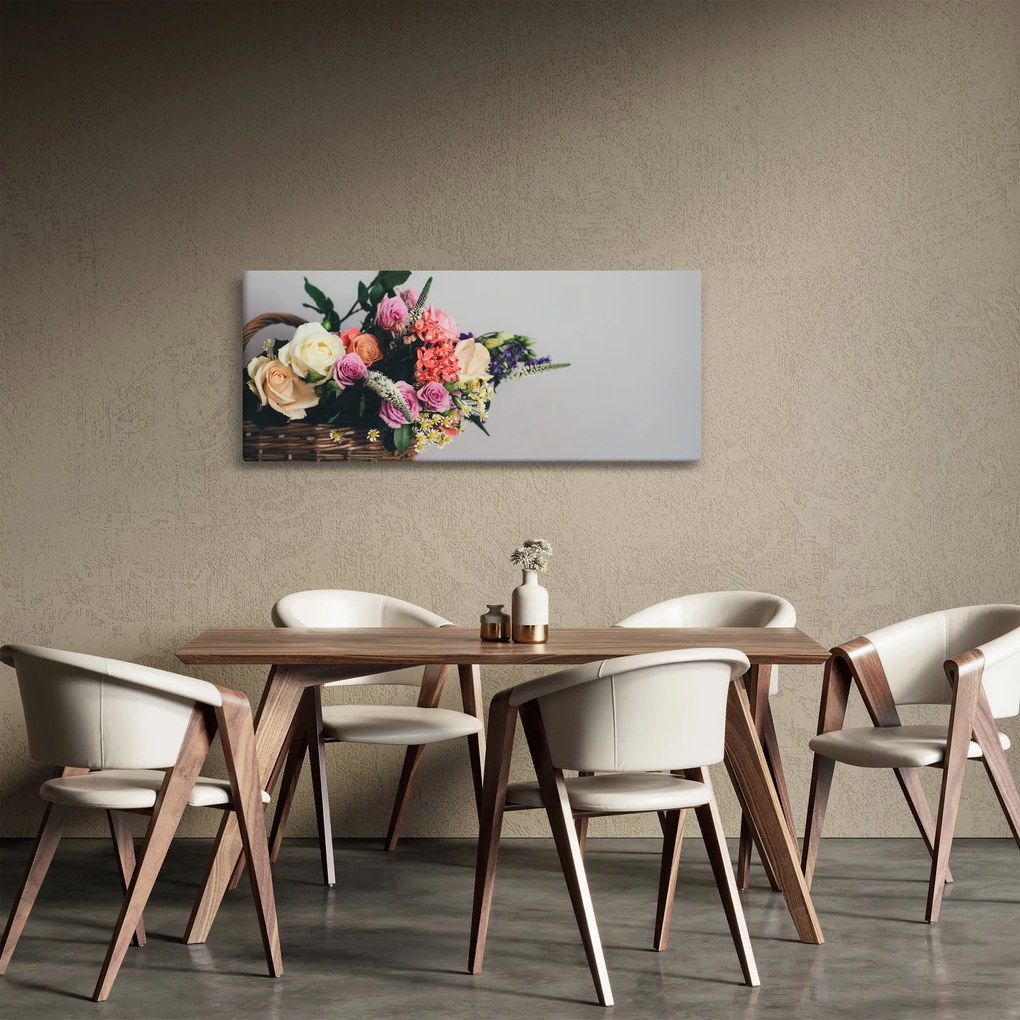 Egy kosár virágokkal képe (120x50 cm)