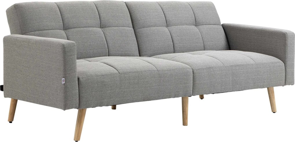 HOMCOM 2 az 1-ben kanapéágy 205 x 88 x 80 cm, lenhatású kárpit, állítható háttámlák — Aosom