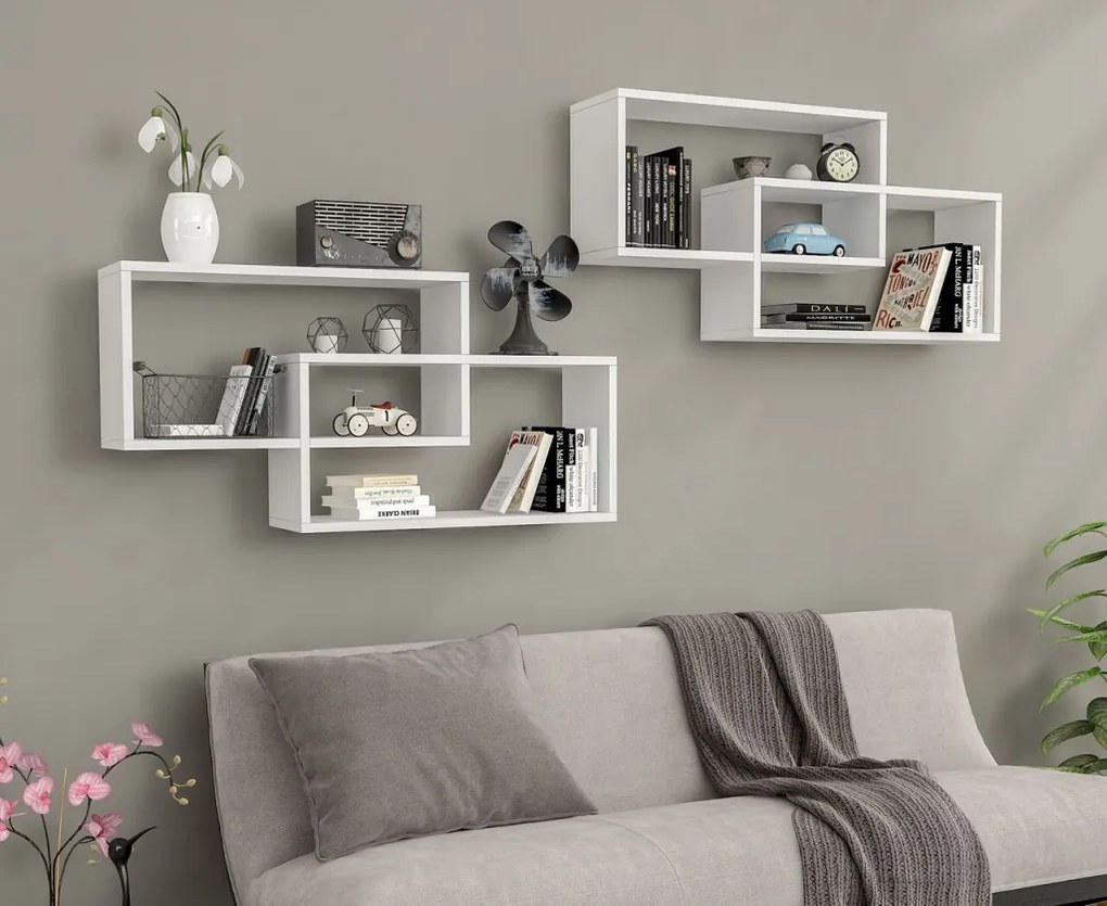 1db fali polc 104x22x45cm fehér fekete GR-01