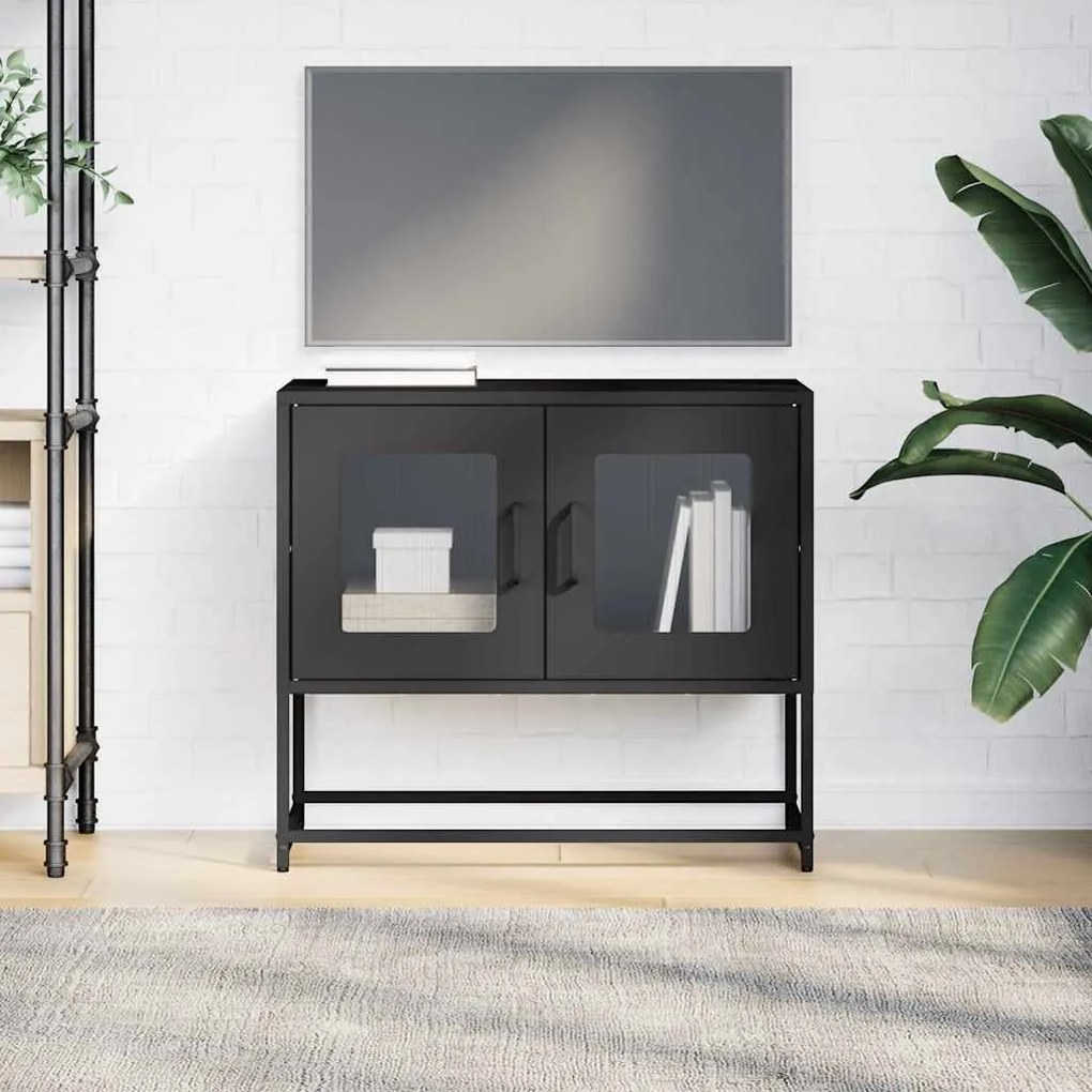fekete hidegen hengerelt acél TV-szekrény 68x39x60,5 cm