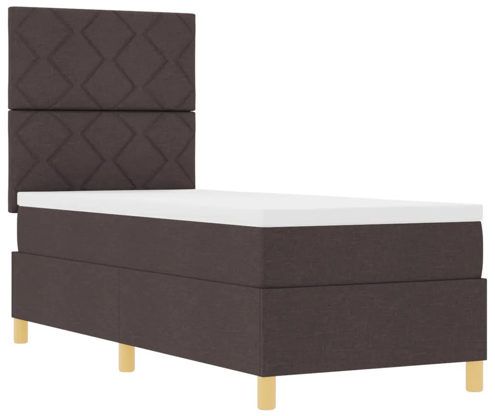 Box Spring Ágy Matrac & LED Sötétbarna 80x200 cm Szövet