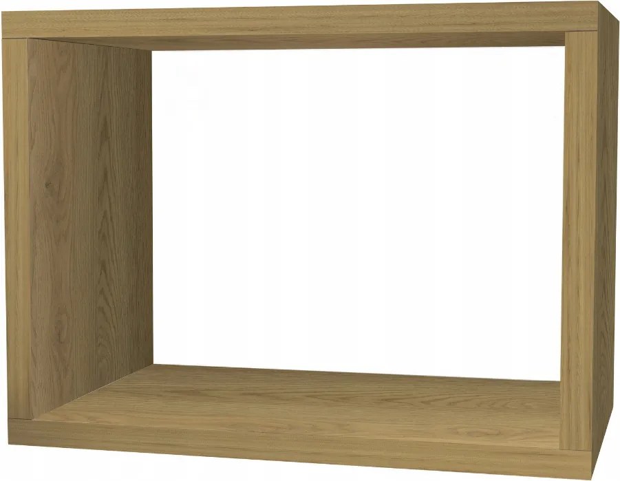 Fali könyvespolc, akasztós fali polc, naptölgy, 50x30x20