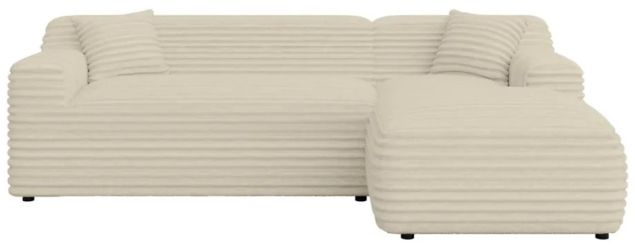 Bézs kordbársony sarokkanapé (jobb oldali-heverő résszel) Martin – Ropez
